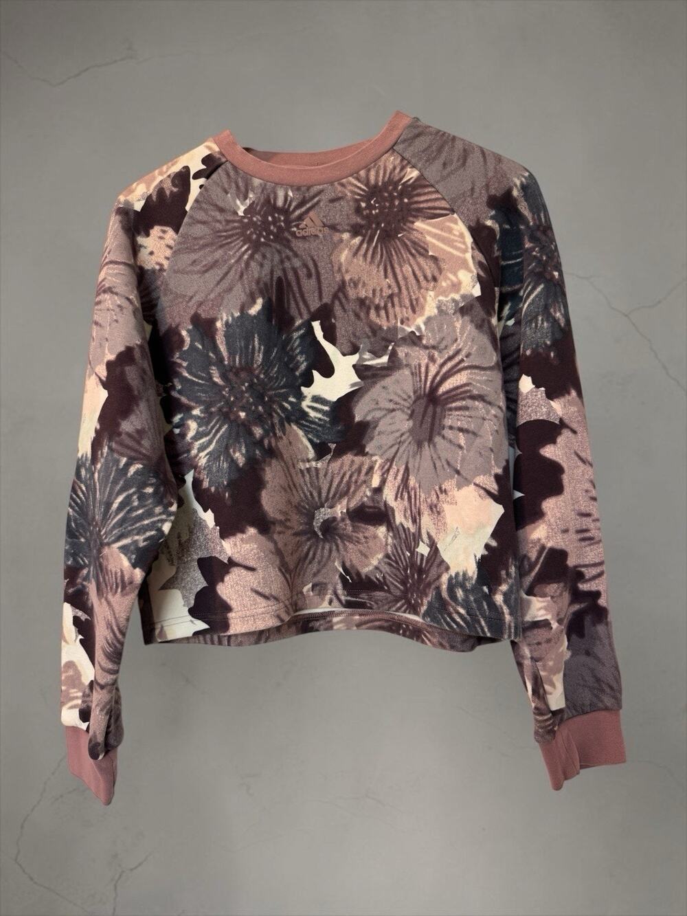 Adidas Women's Allover Print Sweatshirt Floral Size S Crewneck Casual Sport Crop